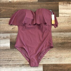 Kona Sol Pink Ruffled One Piece Swimsuit